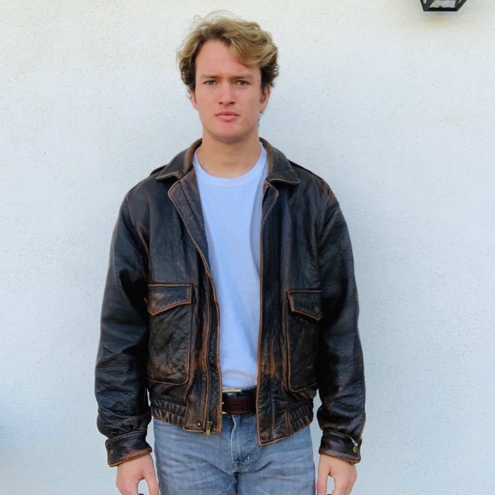 Luis Alvear Distressed Leather Jacket Mens XL